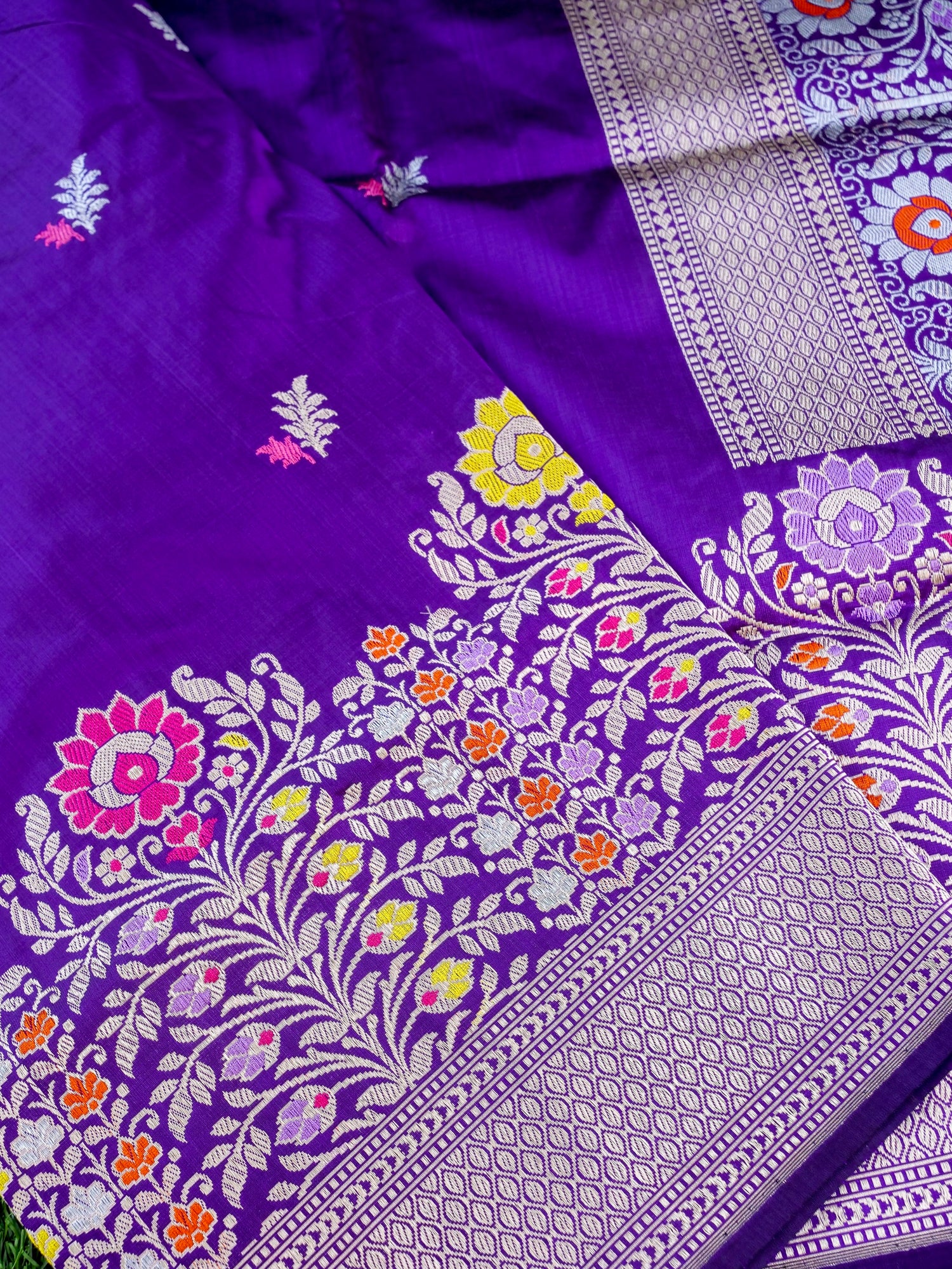 Banarasi Katan Silk Kadwa Meenakari Handloom Saree | Purple - Khinkhwab