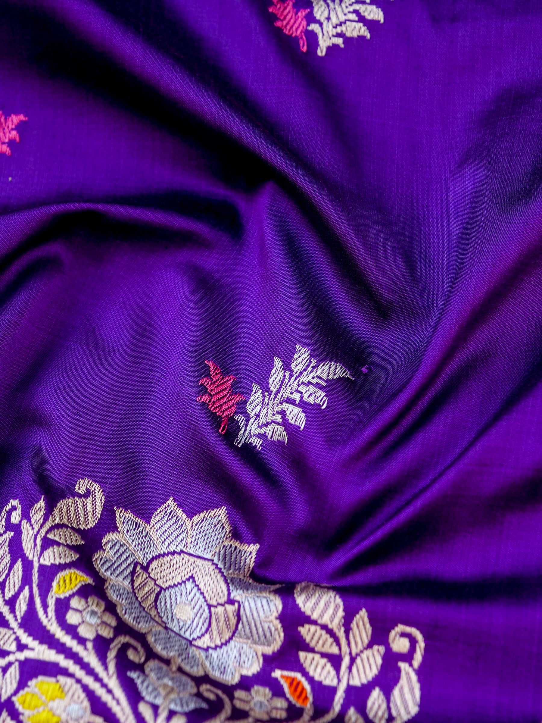 Banarasi Katan Silk Kadwa Meenakari Handloom Saree | Purple - Khinkhwab