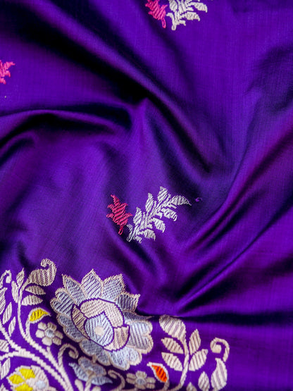 Banarasi Katan Silk Kadwa Meenakari Handloom Saree | Purple - Khinkhwab