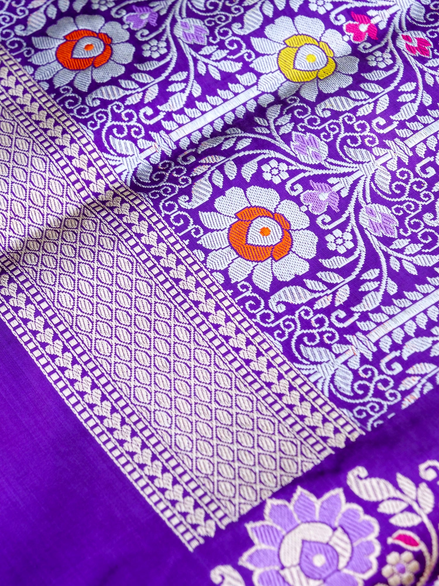 Banarasi Katan Silk Kadwa Meenakari Handloom Saree | Purple - Khinkhwab