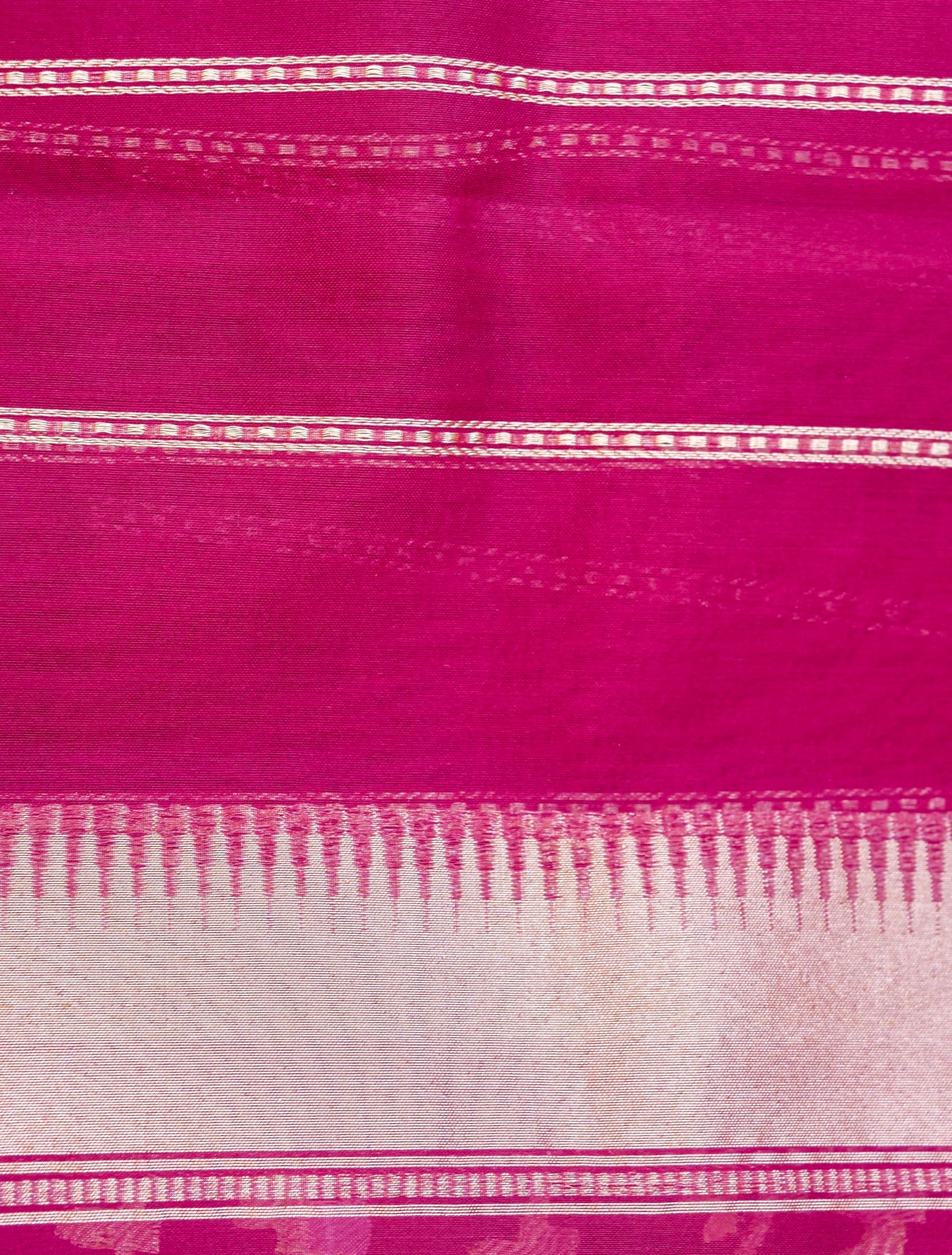 Banarasi Kora Silk Kadwa Handloom Saree with Floral Border | Magenta - Khinkhwab