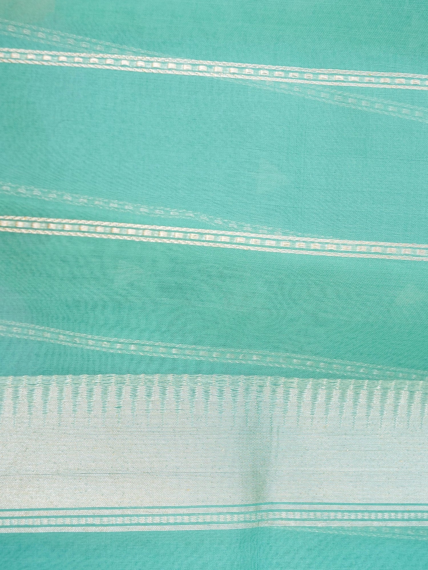 Banarasi Kora Silk Kadwa Handloom Saree with Cow Border| Mint - Khinkhwab