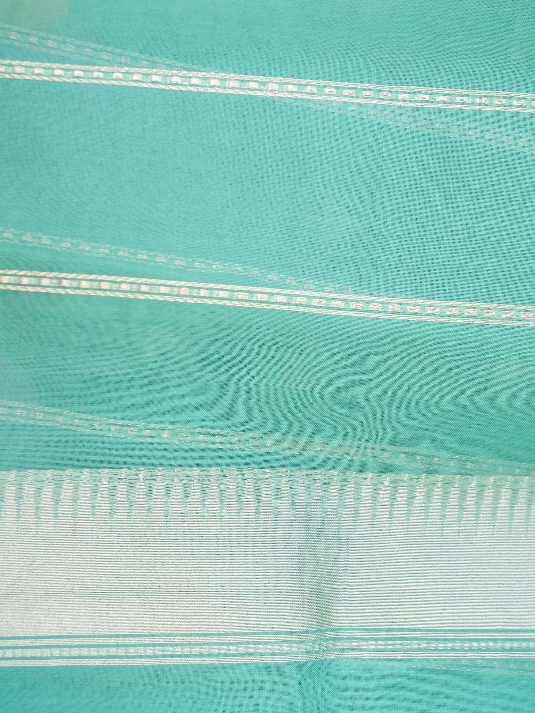Banarasi Kora Silk Kadwa Handloom Saree with Cow Border| Mint - Khinkhwab