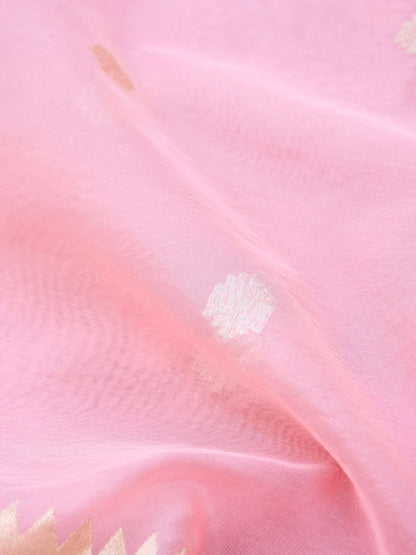 Banarasi Kora Silk Kadwa Handloom Saree with Paithani Border | Baby Pink - Khinkhwab