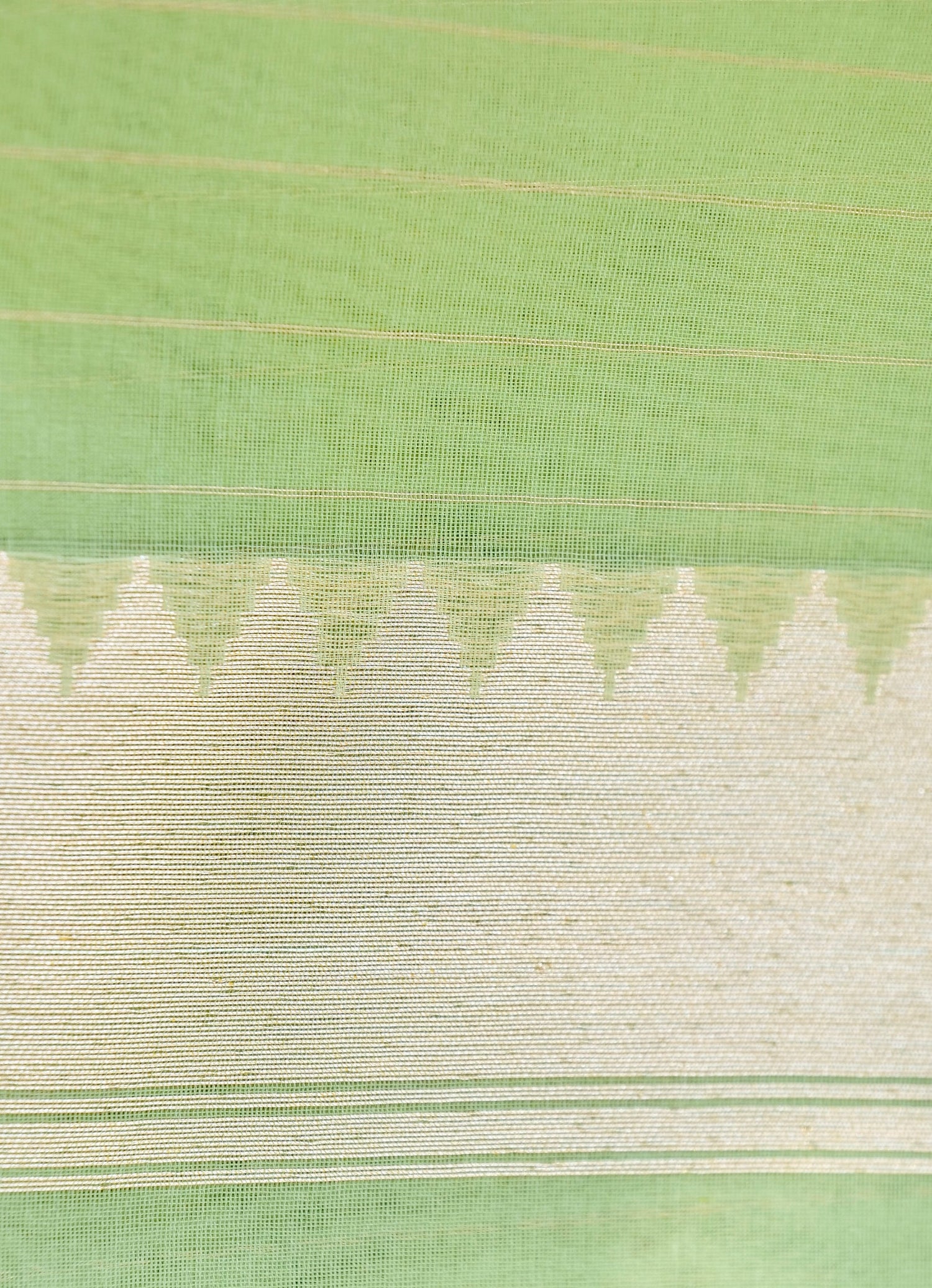 Banarasi Kora Silk Kadwa Handloom Saree with Paithani Border | Pista Green - Khinkhwab