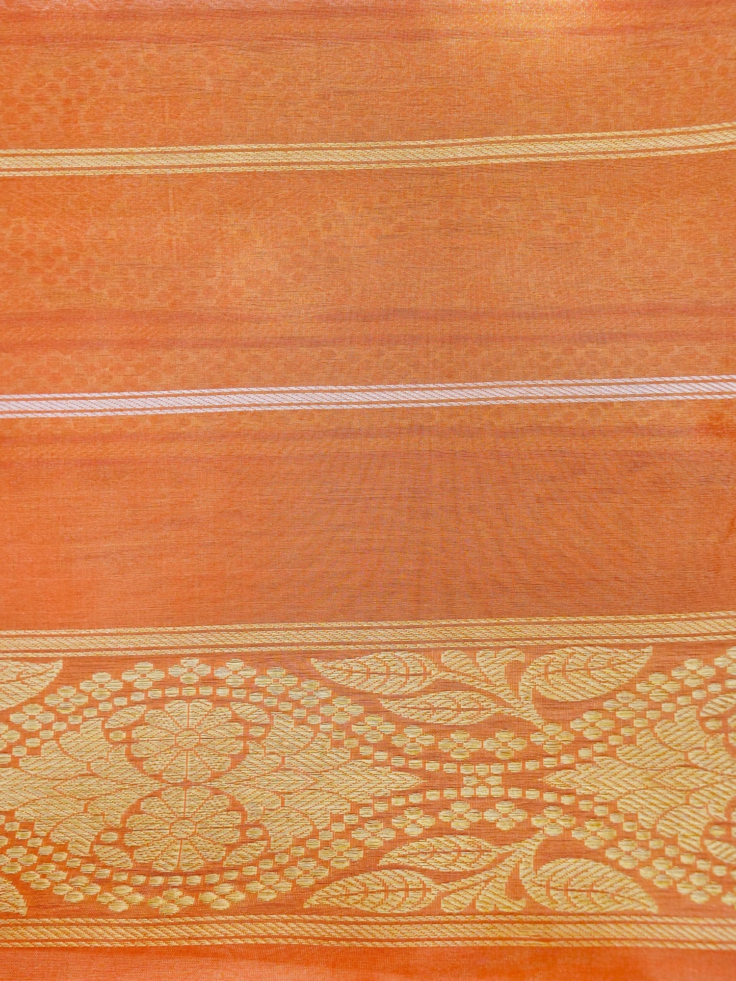 Banarasi Pure Silk Tissue Kadwa Handloom Saree | Orange - Khinkhwab