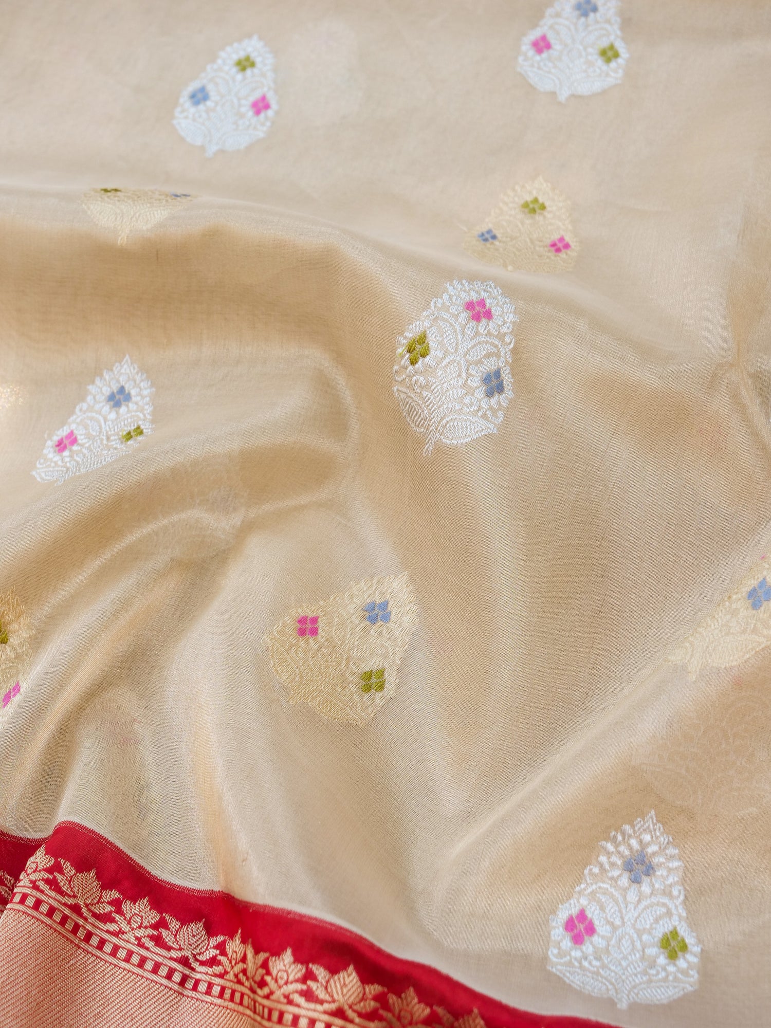 Banarasi Pure Silk Tissue Kadwa Handloom Saree | Ivory - Khinkhwab