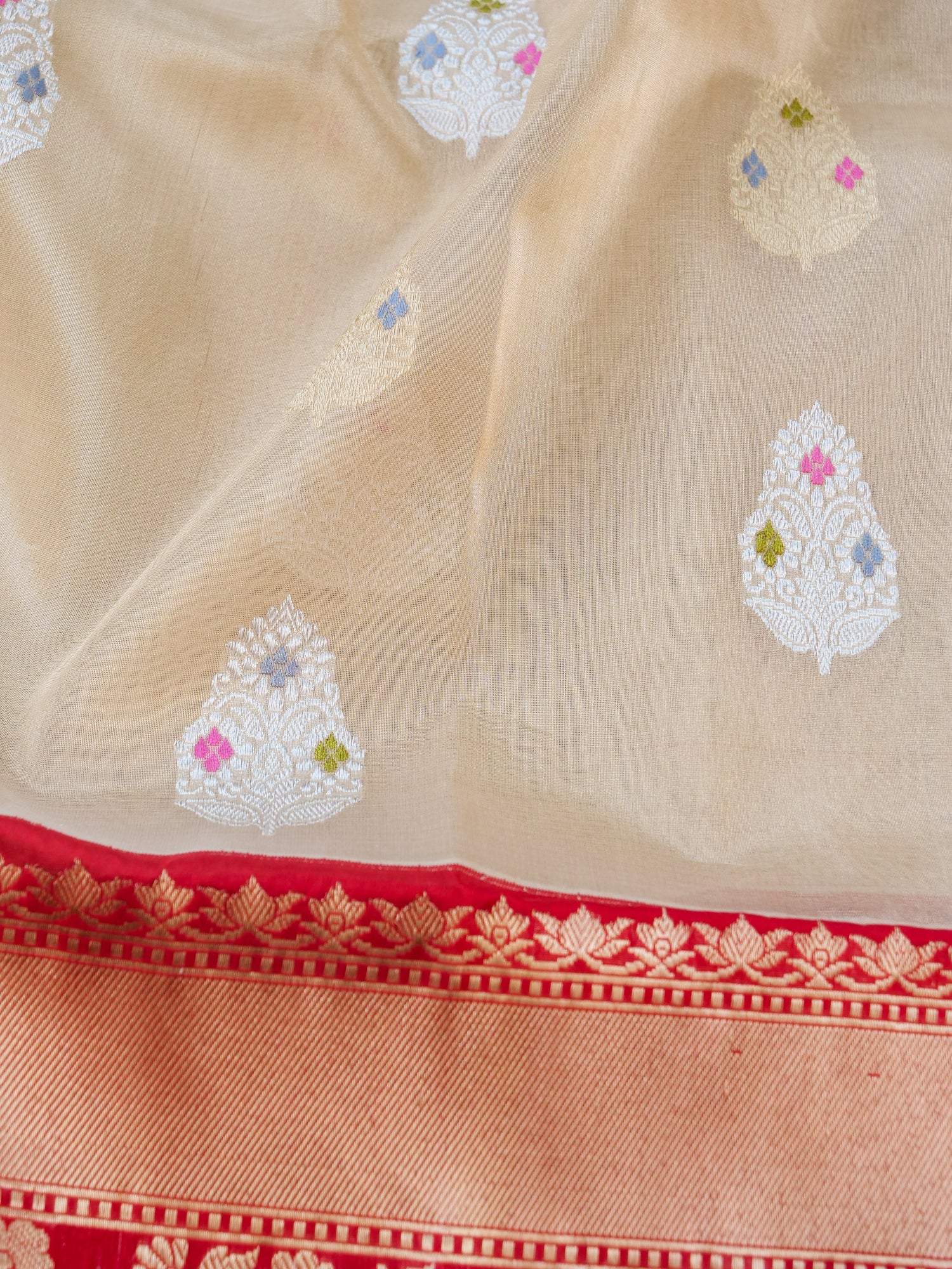 Banarasi Pure Silk Tissue Kadwa Handloom Saree | Ivory - Khinkhwab