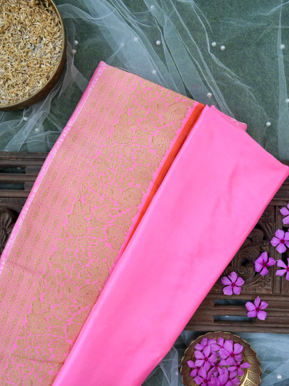 Banarasi Katan Silk Kadwa Handloom Saree | Baby Pink - Khinkhwab