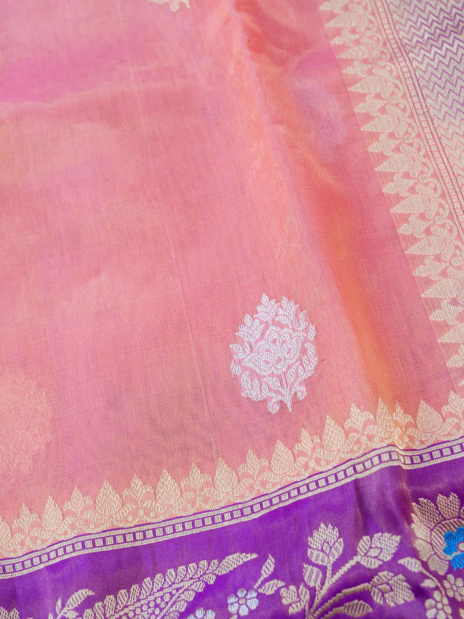 Banarasi Pure Silk Tissue Kadwa Handloom Saree | Peach - Khinkhwab