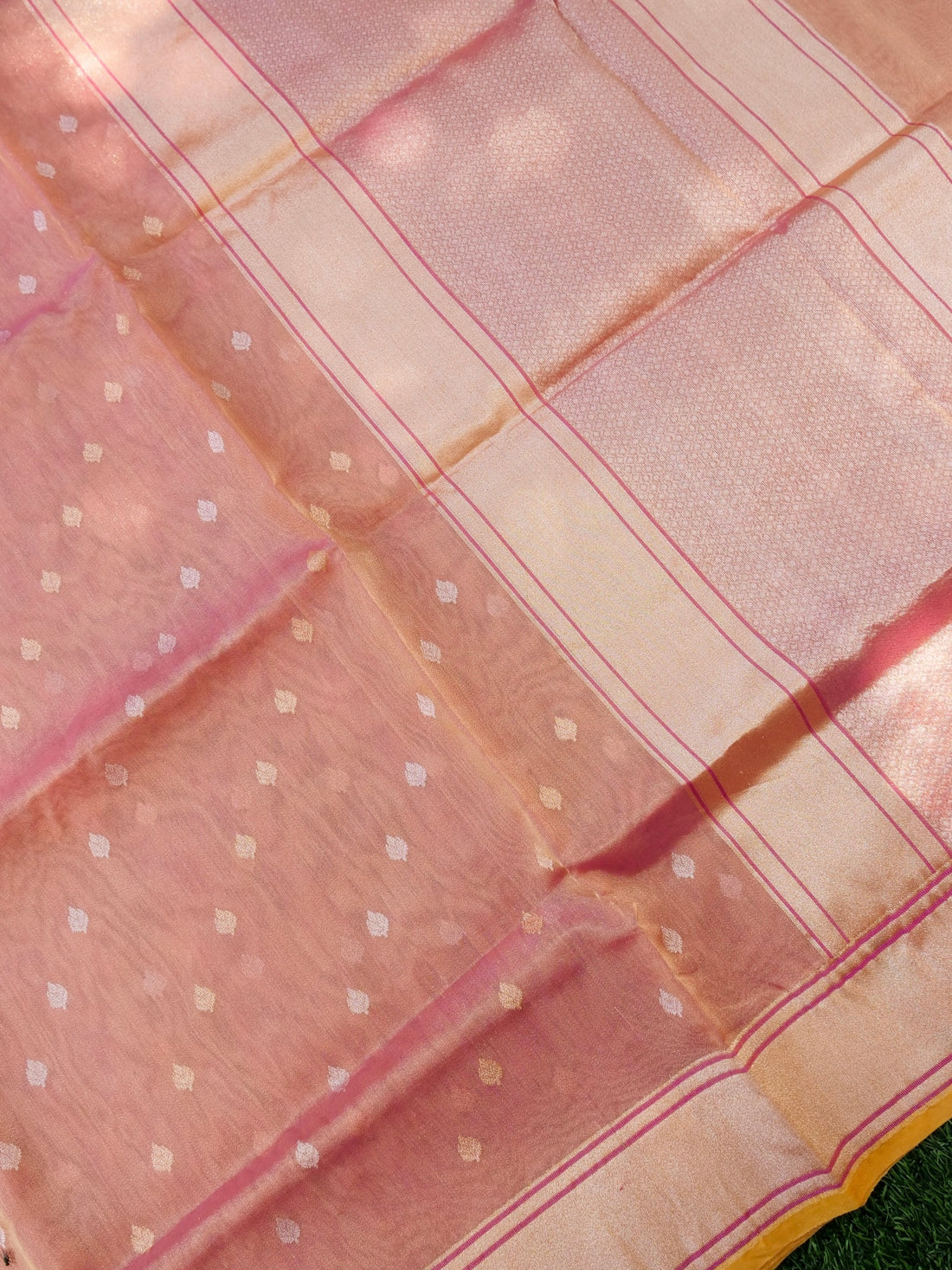 Banarasi Pure Silk Tissue Kadwa Handloom Saree | Blush Pink - Khinkhwab