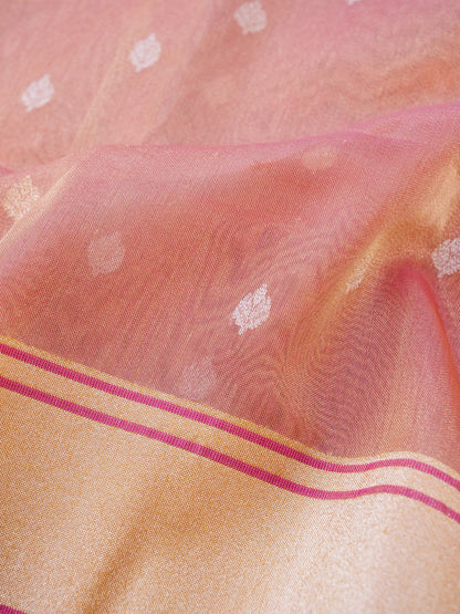 Banarasi Pure Silk Tissue Kadwa Handloom Saree | Blush Pink - Khinkhwab
