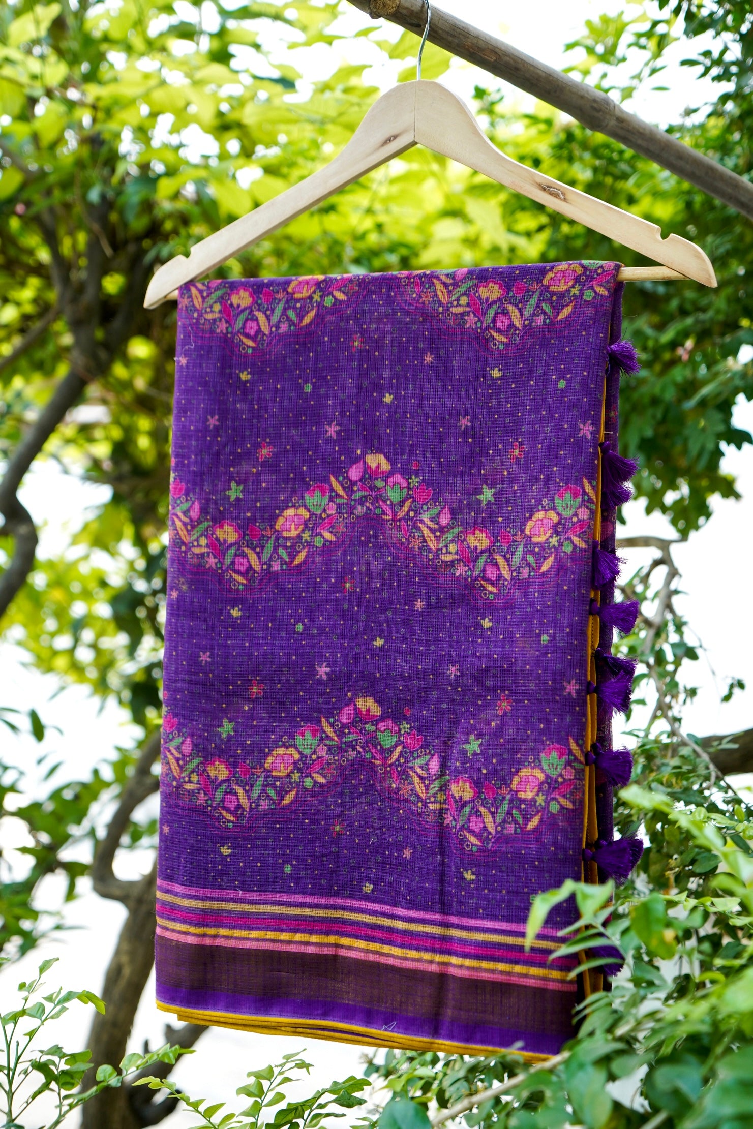 Iris Purple &amp; Pink Titli Print Kota Saree - Khinkhwab