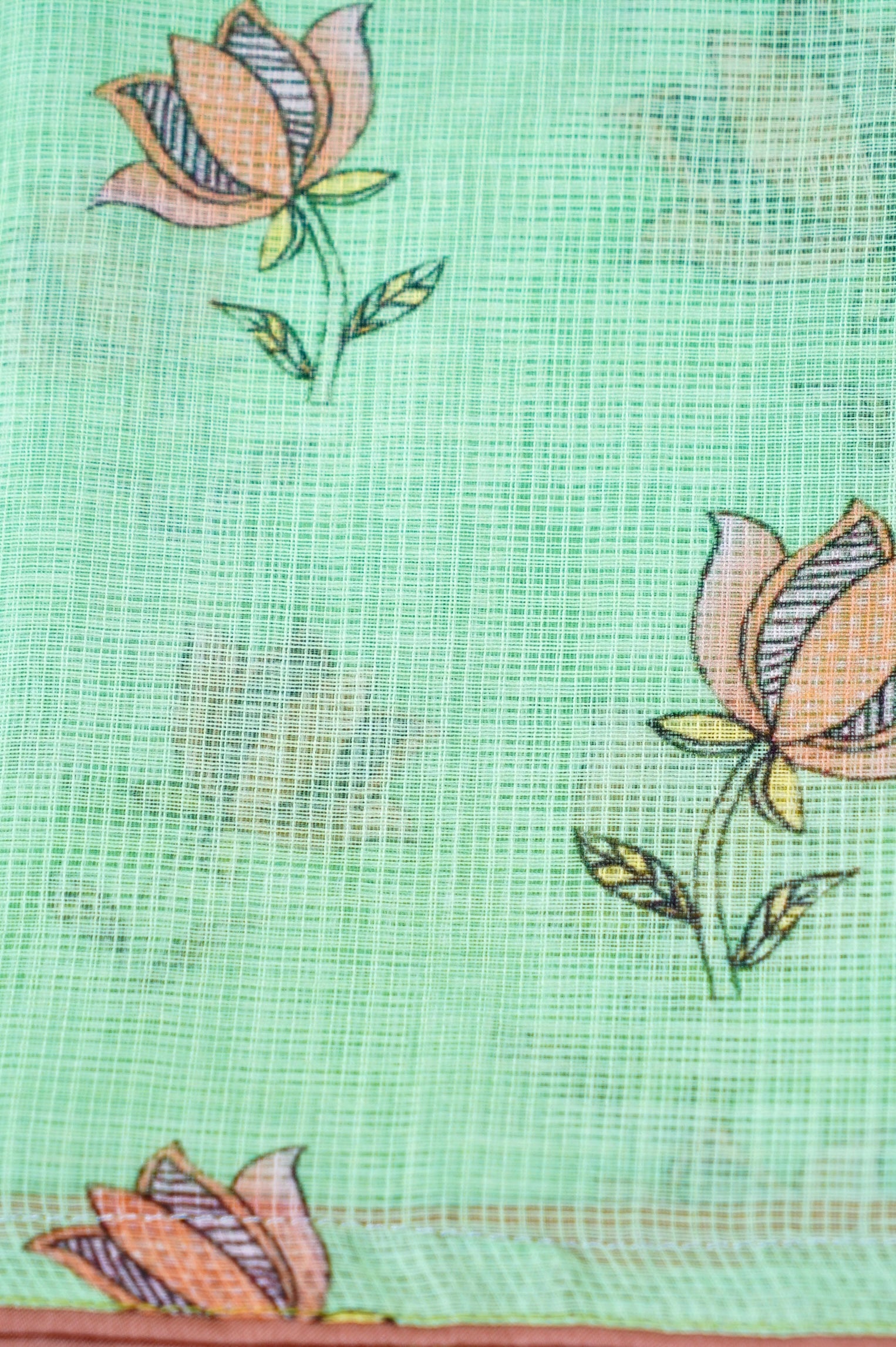 Kasturi Gond Print Kota Saree in Mint Green - Khinkhwab