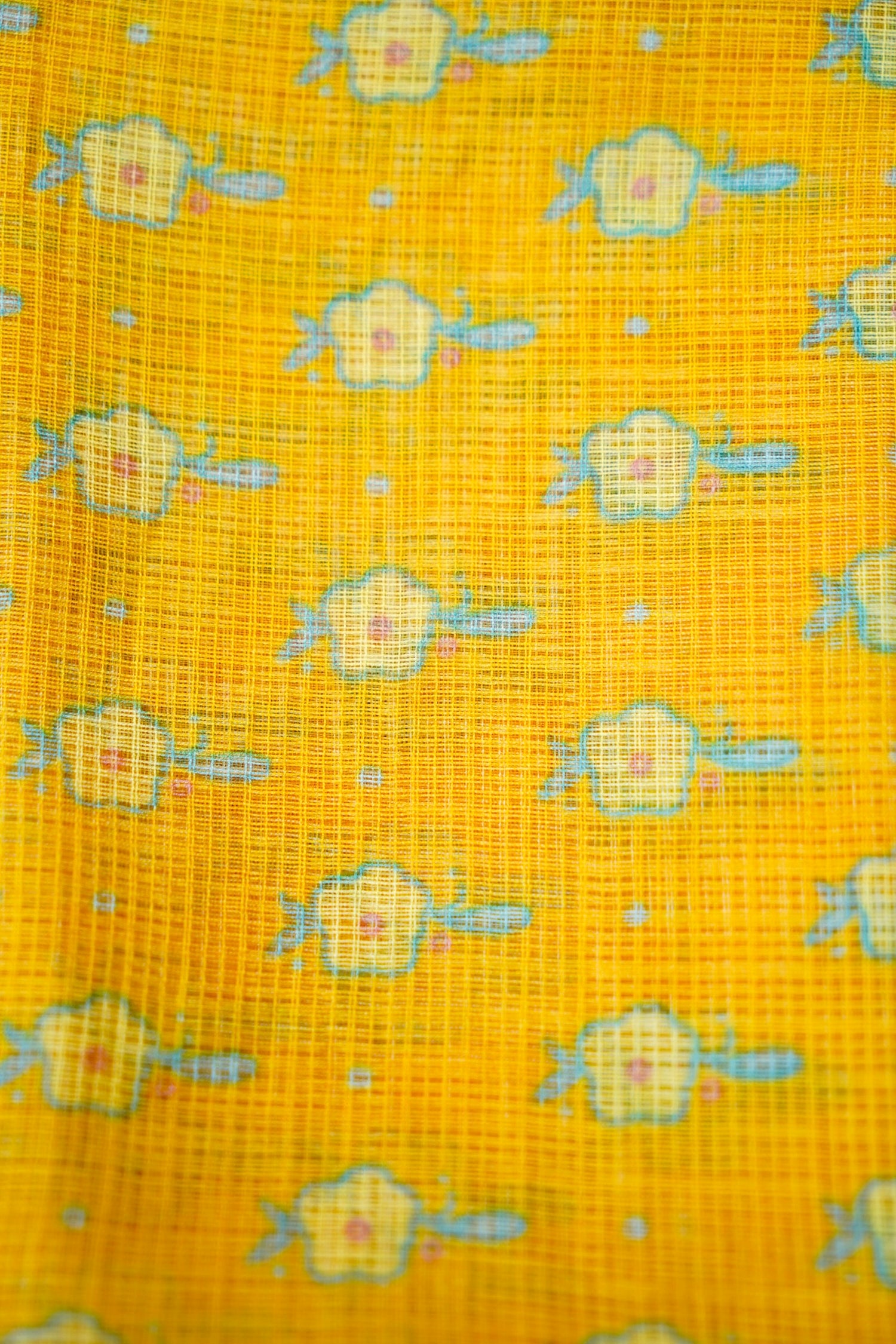 Finch Yellow &amp; Blue Titli Print Kota Saree - Khinkhwab