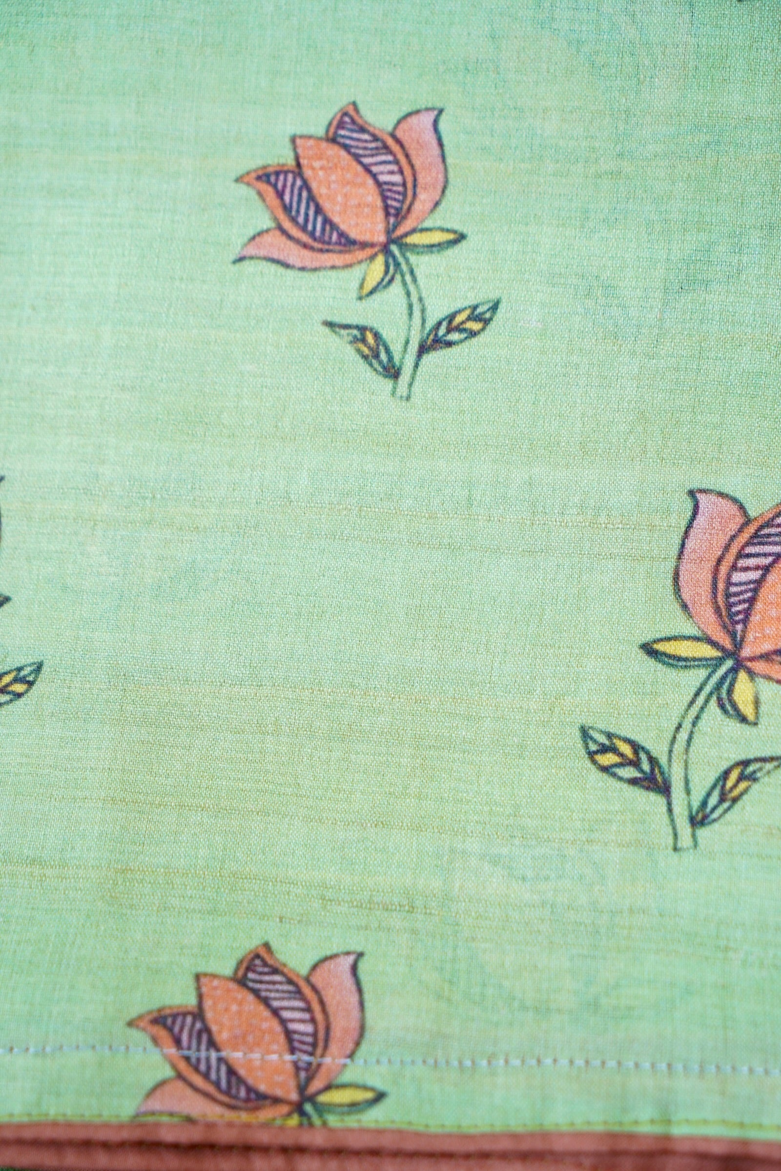 Kasturi Gond Print Tussar Saree in Mint Green - Khinkhwab