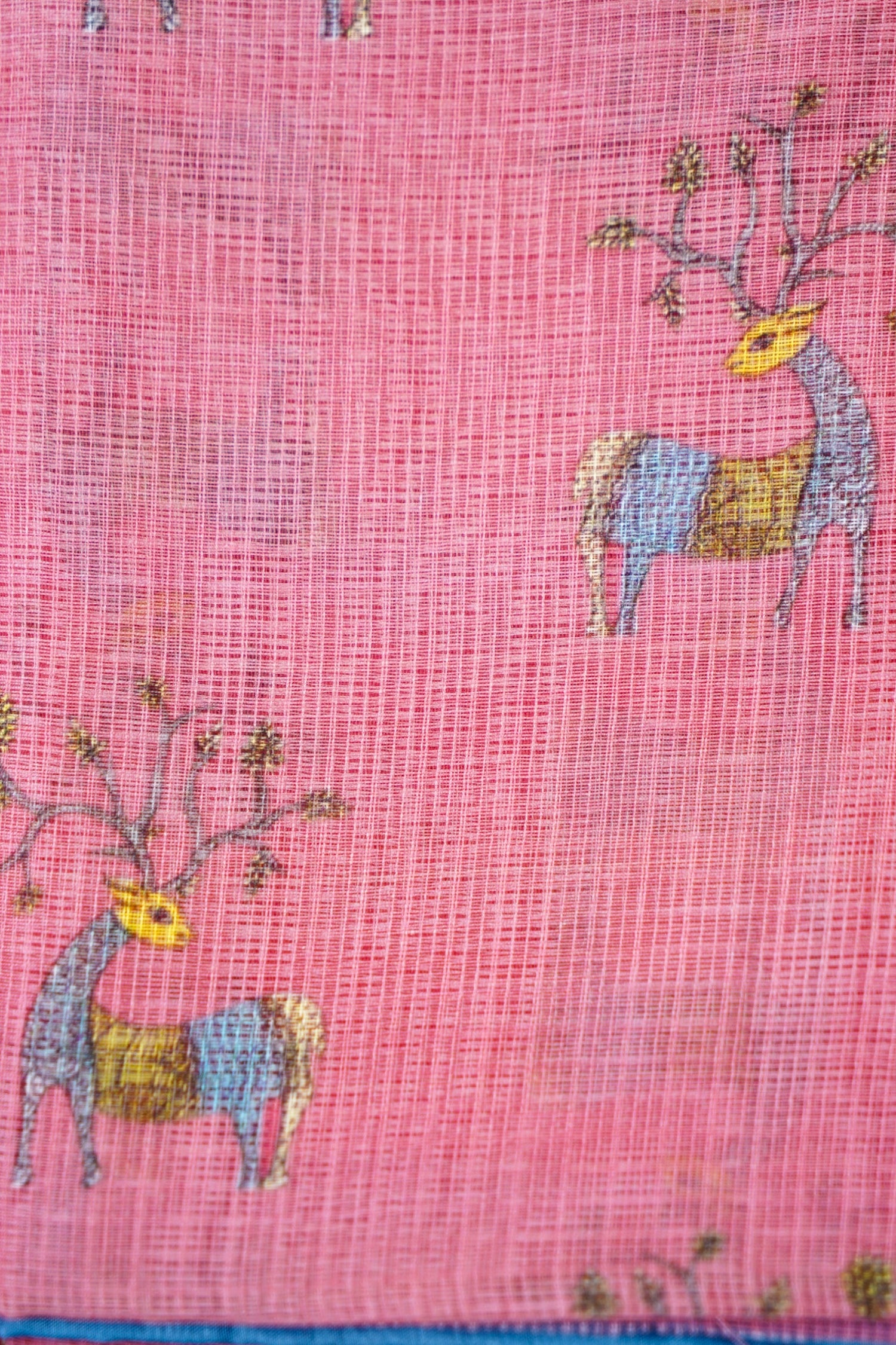 Kadamb Gond Print Kota Saree in Rose - Khinkhwab