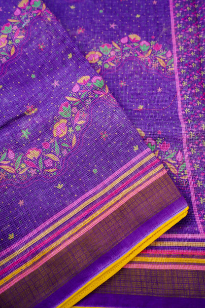 Iris Purple &amp; Pink Titli Print Kota Saree - Khinkhwab