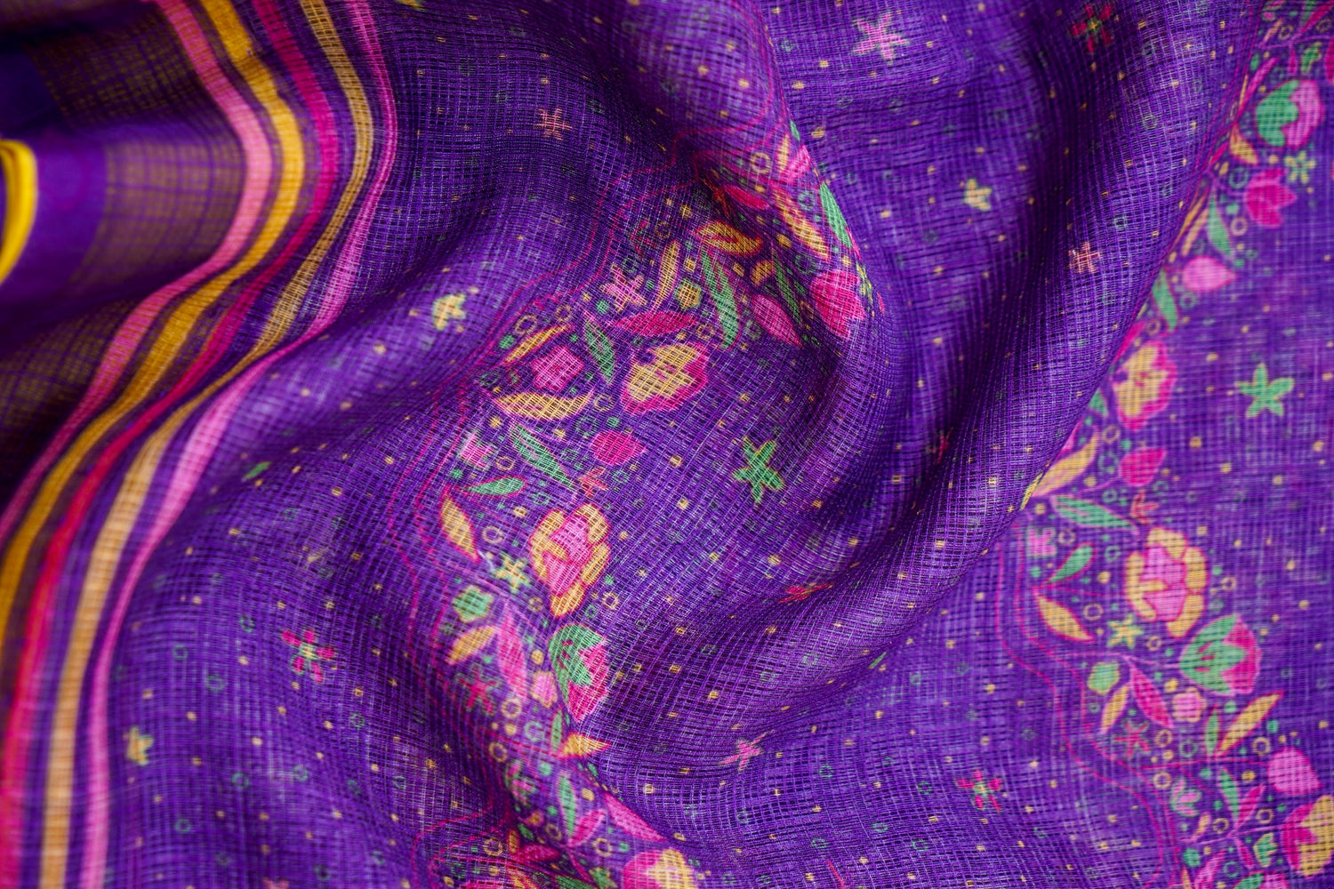 Iris Purple &amp; Pink Titli Print Kota Saree - Khinkhwab