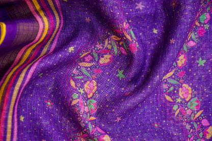 Iris Purple &amp; Pink Titli Print Kota Saree - Khinkhwab