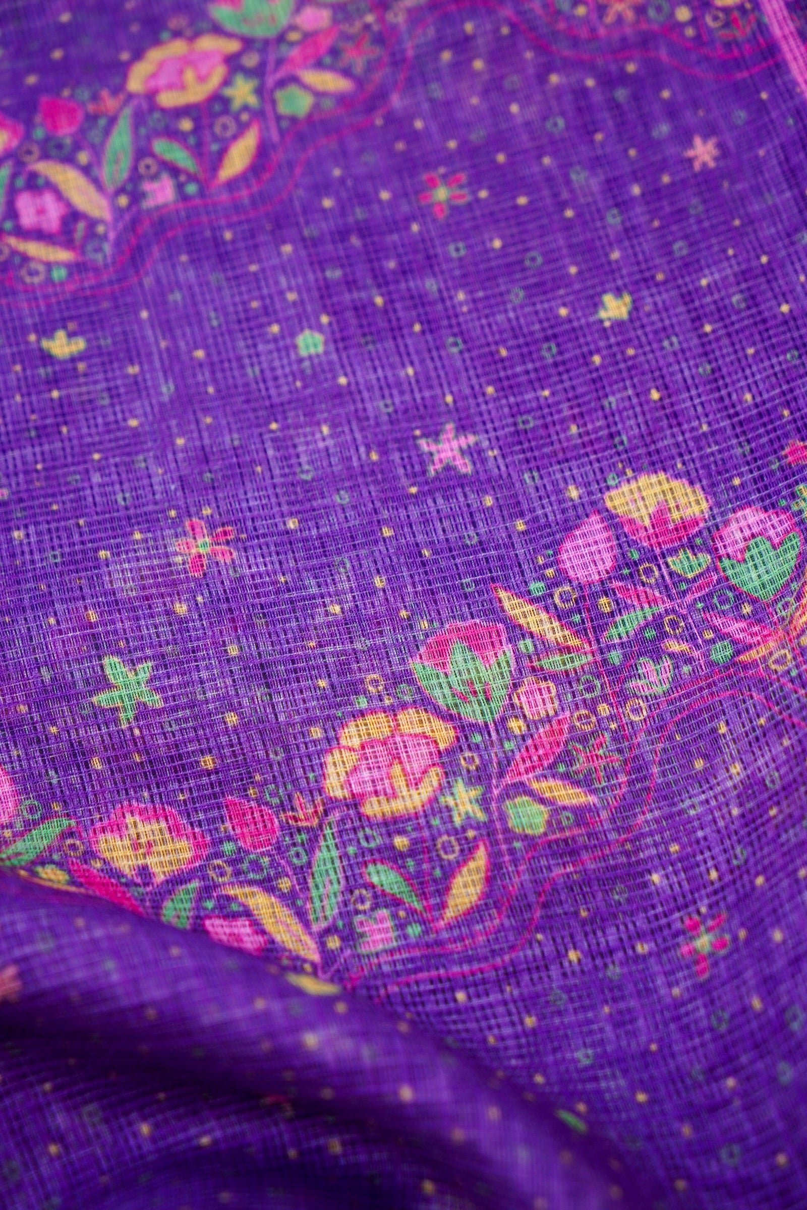 Iris Purple &amp; Pink Titli Print Kota Saree - Khinkhwab