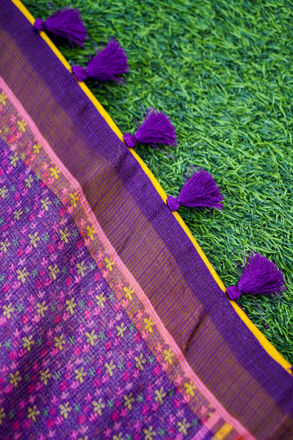 Iris Purple &amp; Pink Titli Print Kota Saree - Khinkhwab