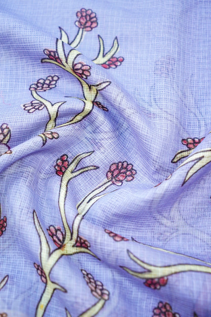 Chakor Gond Print Kota Saree in Lavender - Khinkhwab
