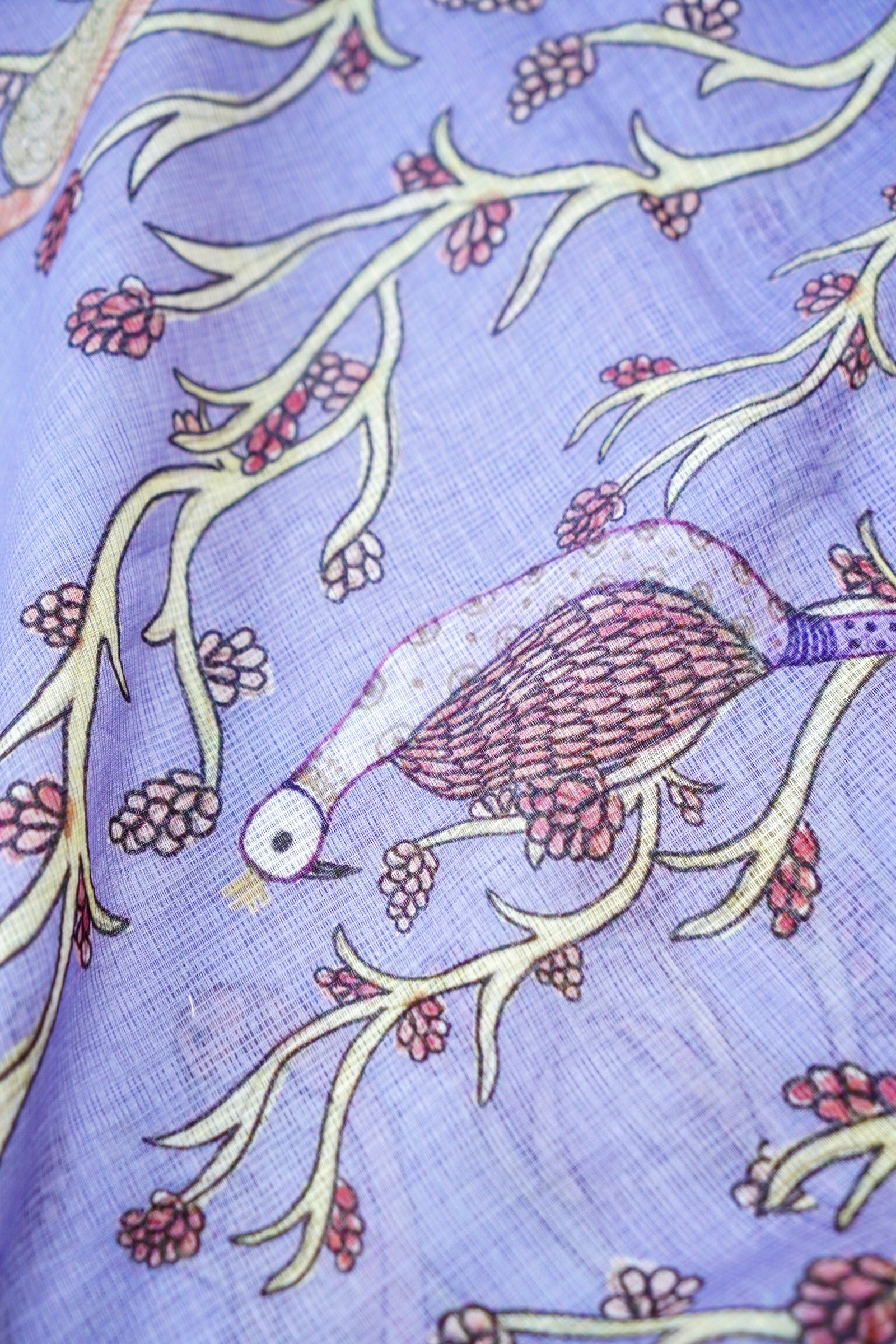 Chakor Gond Print Kota Saree in Lavender - Khinkhwab
