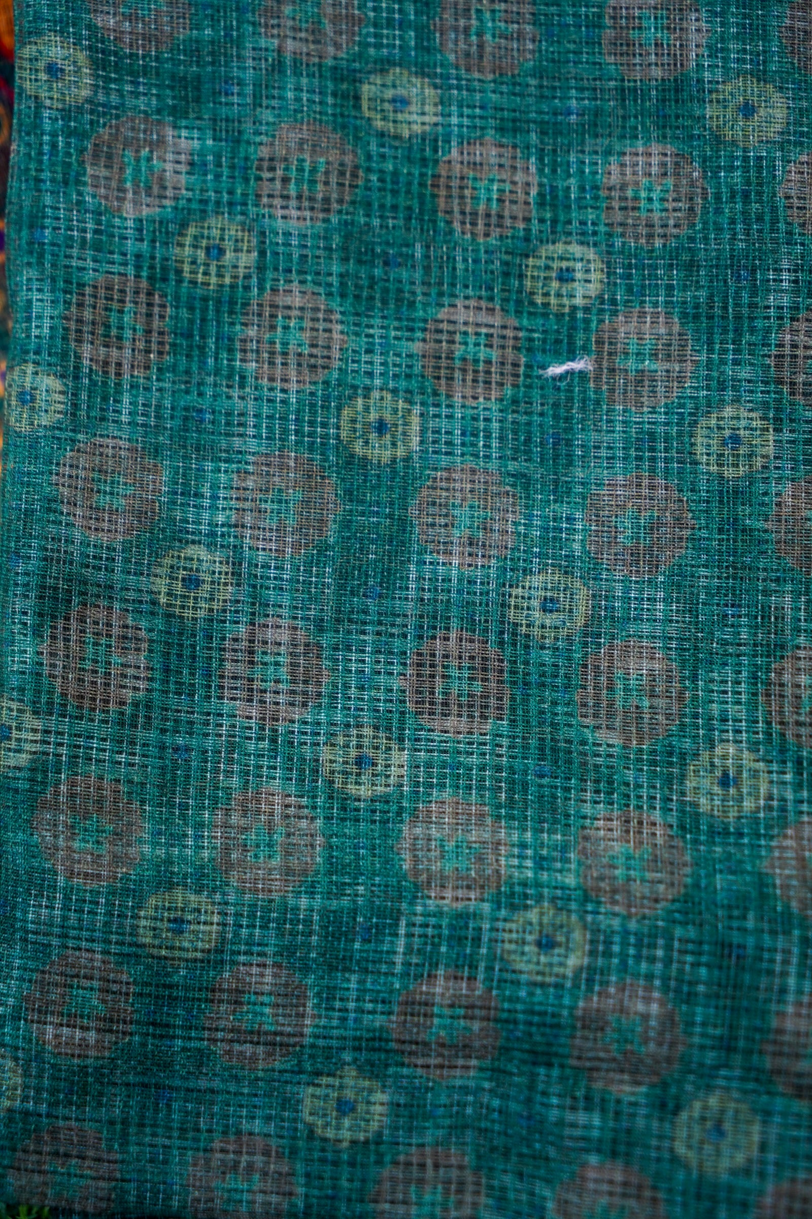 Jay Teal &amp; Multicolour Titli Print Kota Saree - Khinkhwab