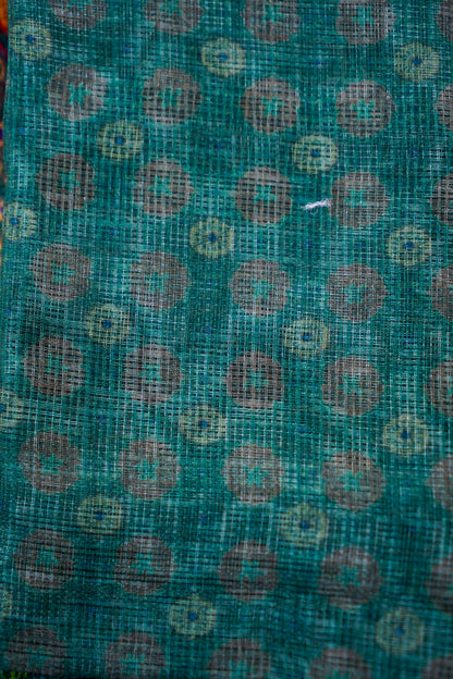 Jay Teal &amp; Multicolour Titli Print Kota Saree - Khinkhwab
