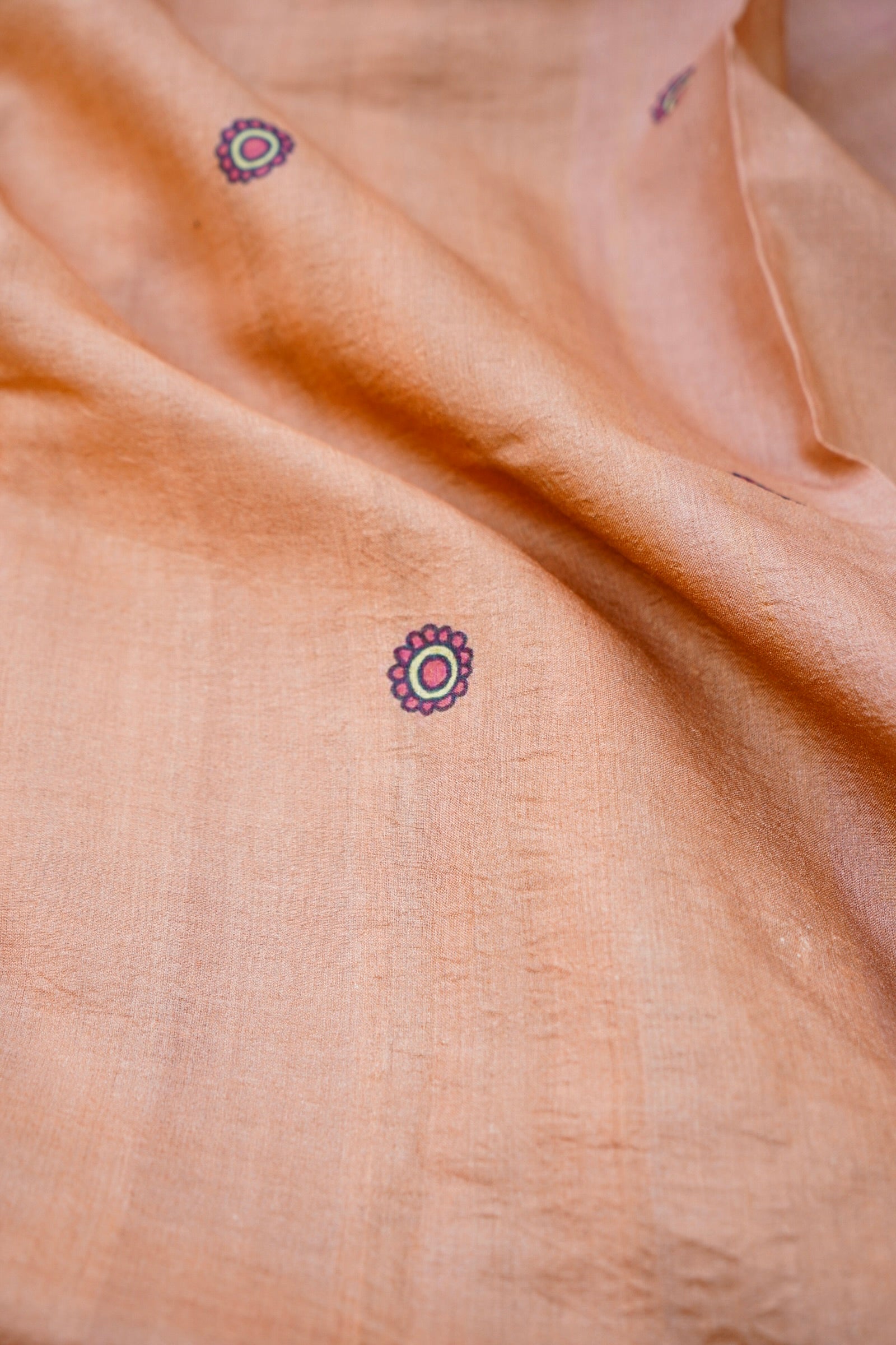 Palash Gond Print Tussar Saree in Copper - Khinkhwab