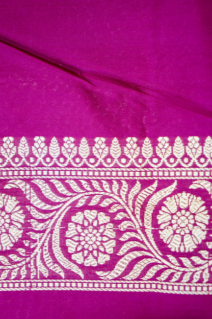 Banarasi Pure Silk Zari Brocade Handwoven Saree in Magenta - Khinkhwab