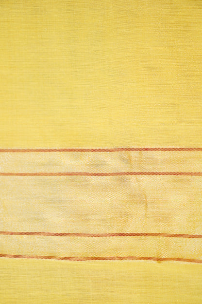 Banarasi Kora Cotton Kadwa Jangla Meenakari Handwoven Saree in Lemon Yellow - Khinkhwab