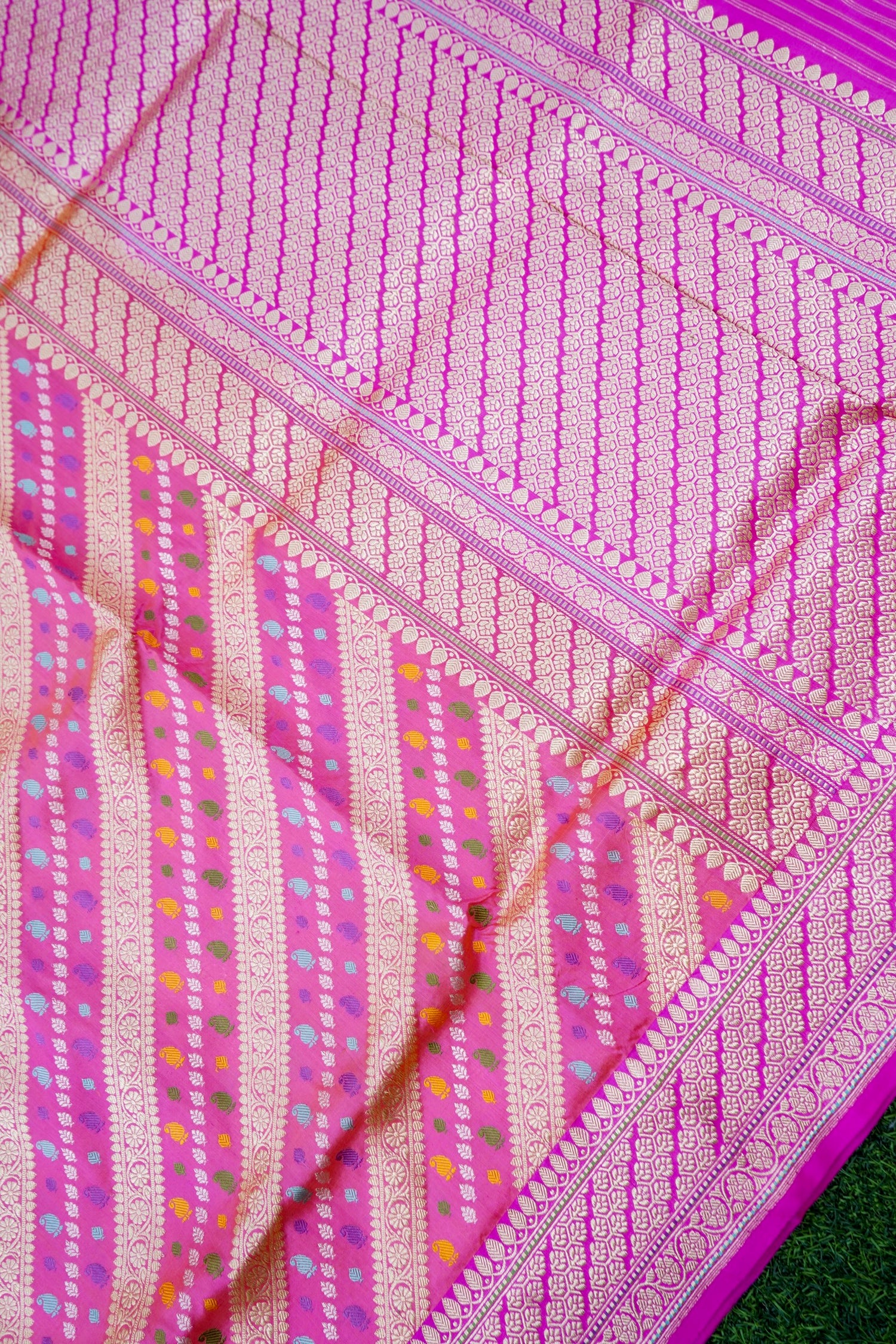 Banarasi Katan Silk Kadwa Handwoven Saree in Rose Pink - Khinkhwab