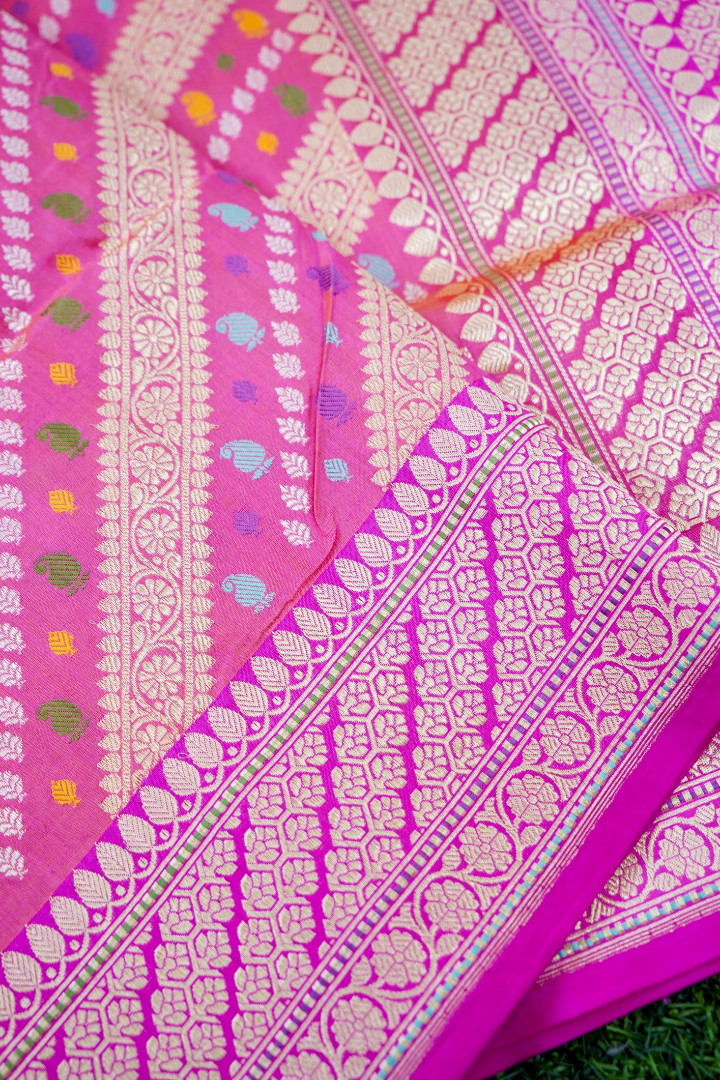 Banarasi Katan Silk Kadwa Handwoven Saree in Rose Pink - Khinkhwab