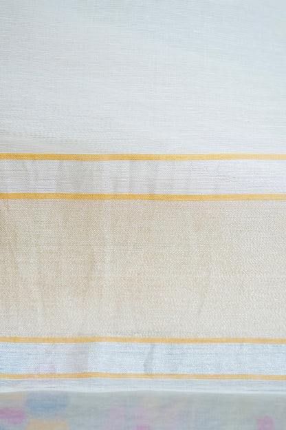 Banarasi Cotton Jamdani Real Zari Handwoven Saree in White - Khinkhwab