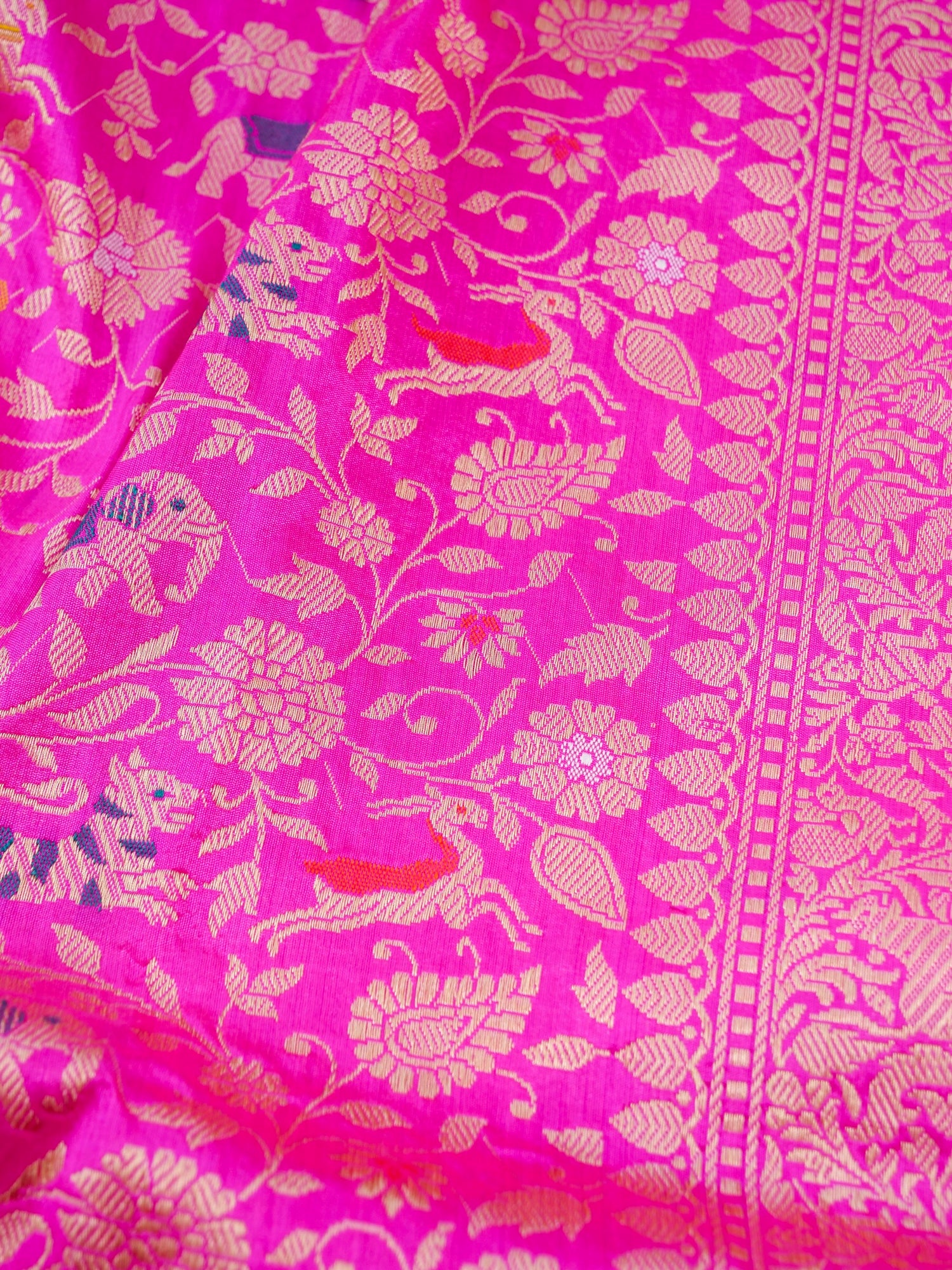 Handloom Banarasi Katan Silk Shikargah Saree | Pink - Khinkhwab