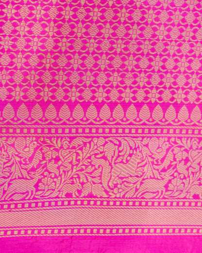 Handloom Banarasi Katan Silk Shikargah Saree | Pink - Khinkhwab