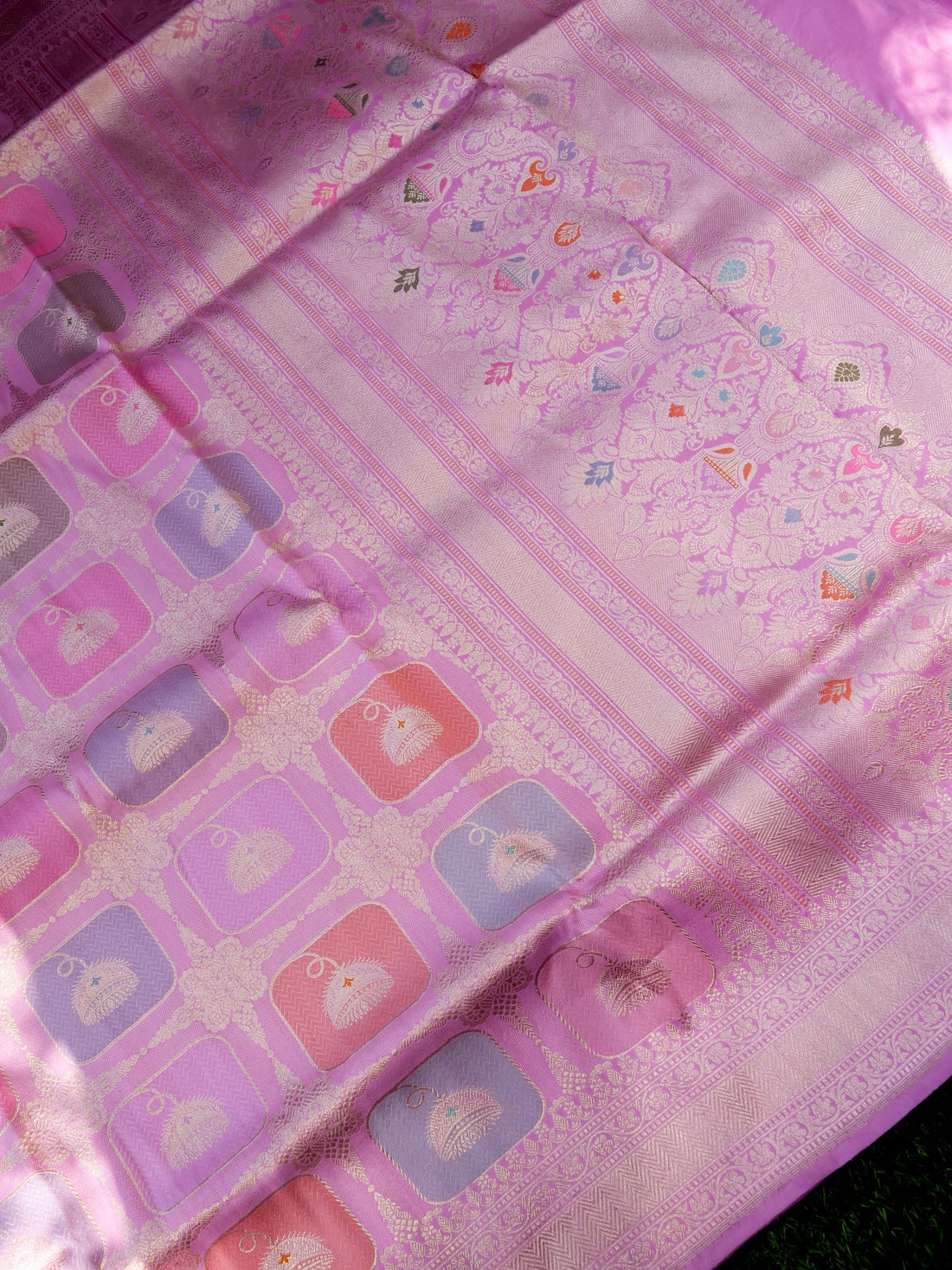 Banarasi Silk Kadwa Rangkat Handloom Saree | Pink - Khinkhwab
