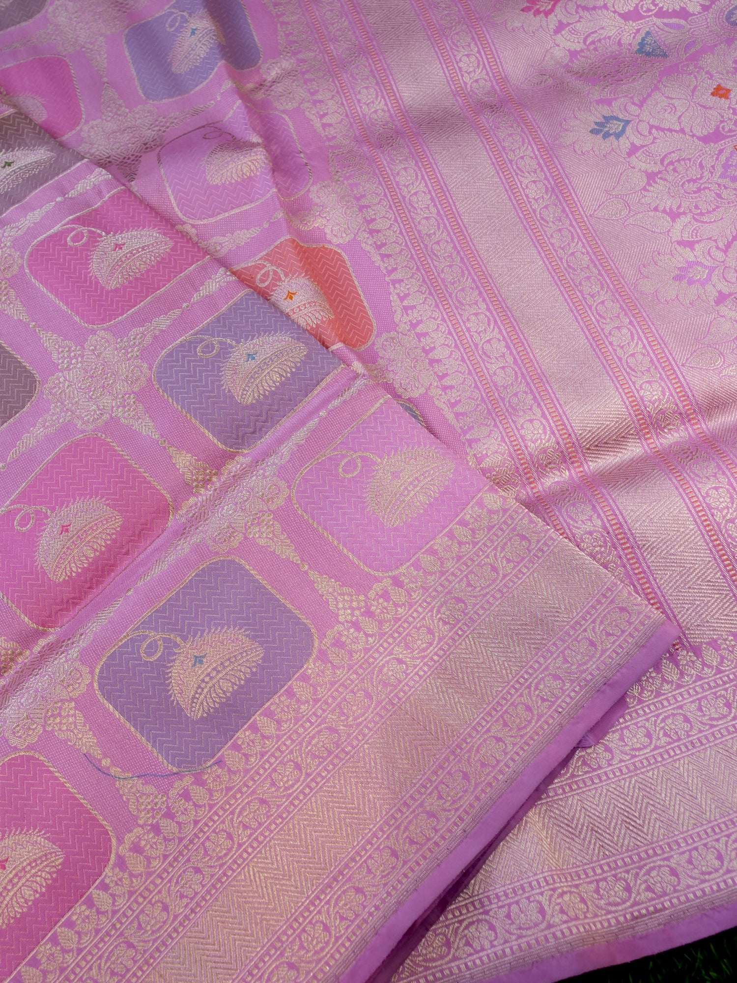 Banarasi Silk Kadwa Rangkat Handloom Saree | Pink - Khinkhwab