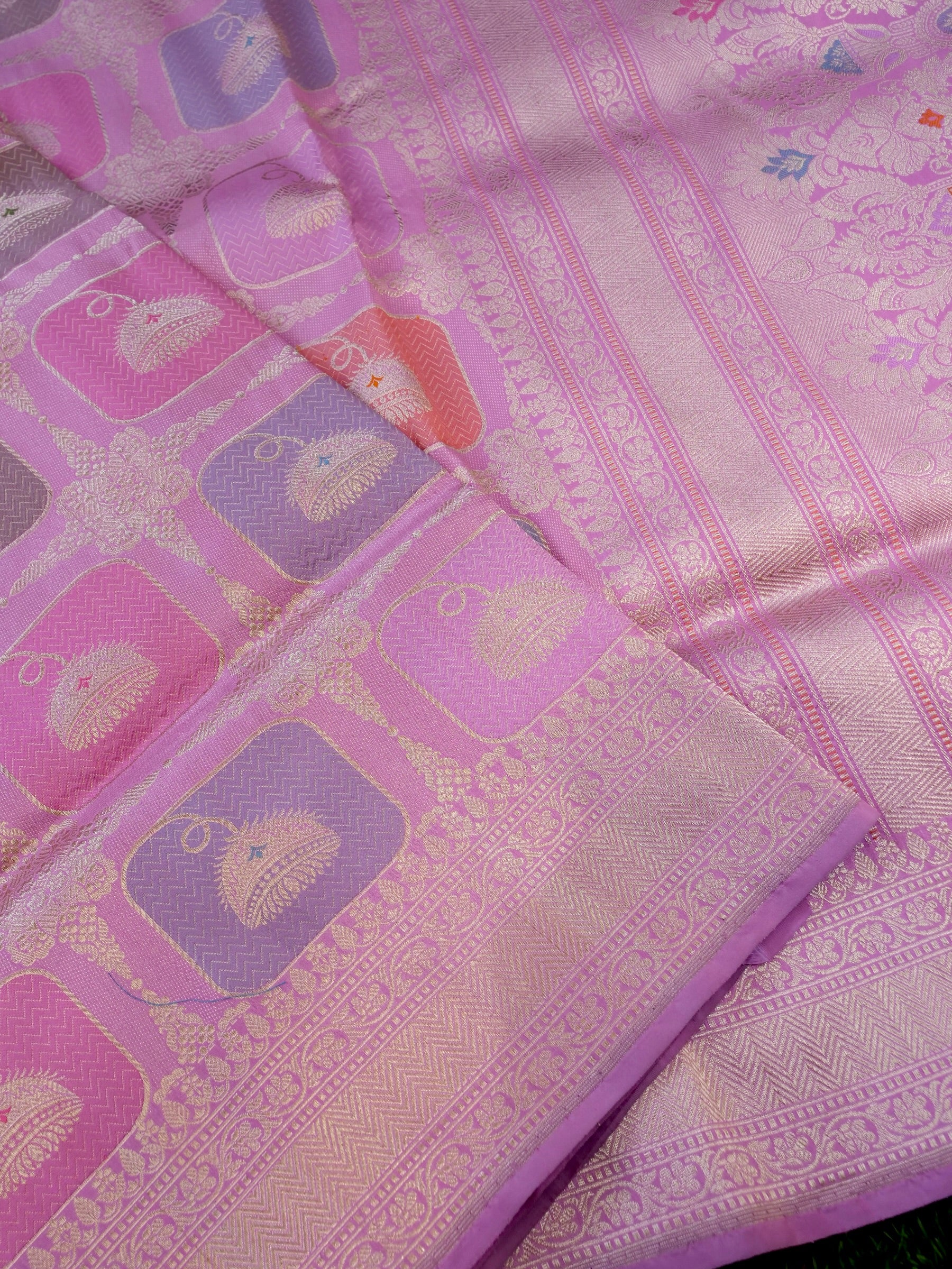 Banarasi Silk Kadwa Rangkat Handloom Saree | Pink - Khinkhwab