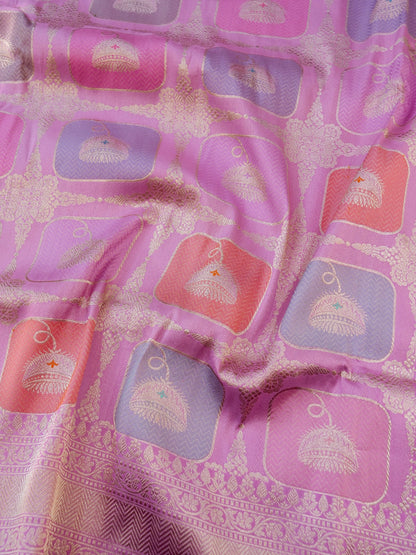 Banarasi Silk Kadwa Rangkat Handloom Saree | Pink - Khinkhwab