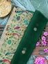 Banarasi Kora Silk Kadwa Handloom Saree with Paithani Border | Bottle Green - Khinkhwab