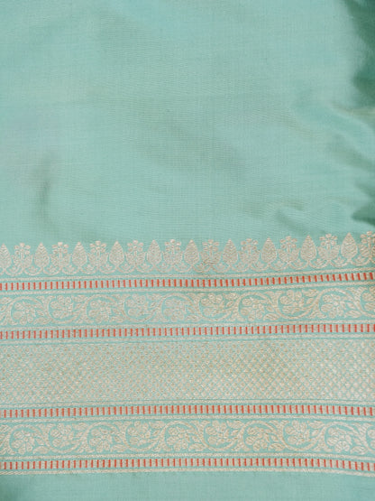 Banarasi Silk Kadwa Rangkat Handloom Saree | Mint - Khinkhwab
