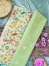 Banarasi Kora Silk Kadwa Handloom Saree with Paithani Border | Pista Green - Khinkhwab