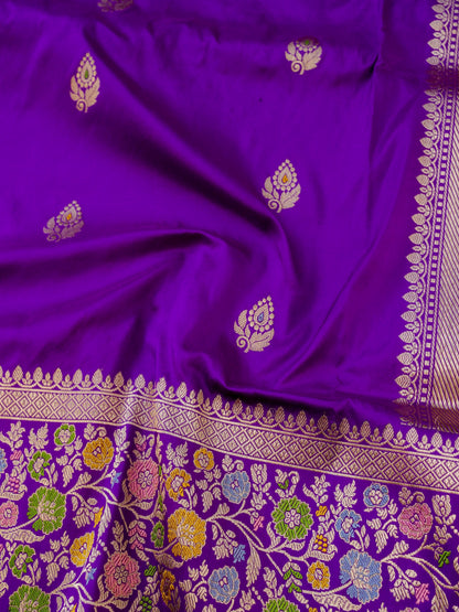 Banarasi Katan Silk Kadwa Meenakari Handloom Saree | Violet - Khinkhwab
