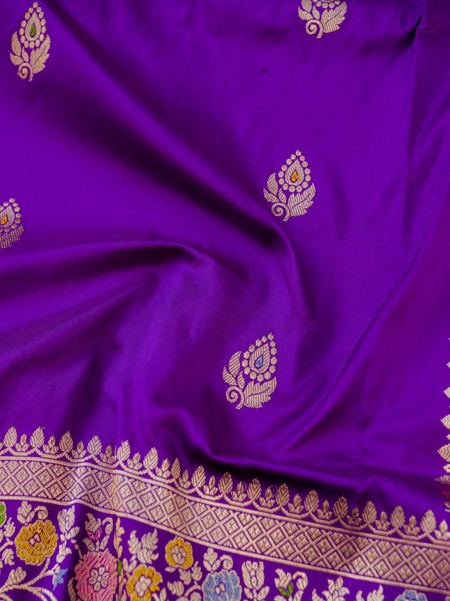 Banarasi Katan Silk Kadwa Meenakari Handloom Saree | Violet - Khinkhwab