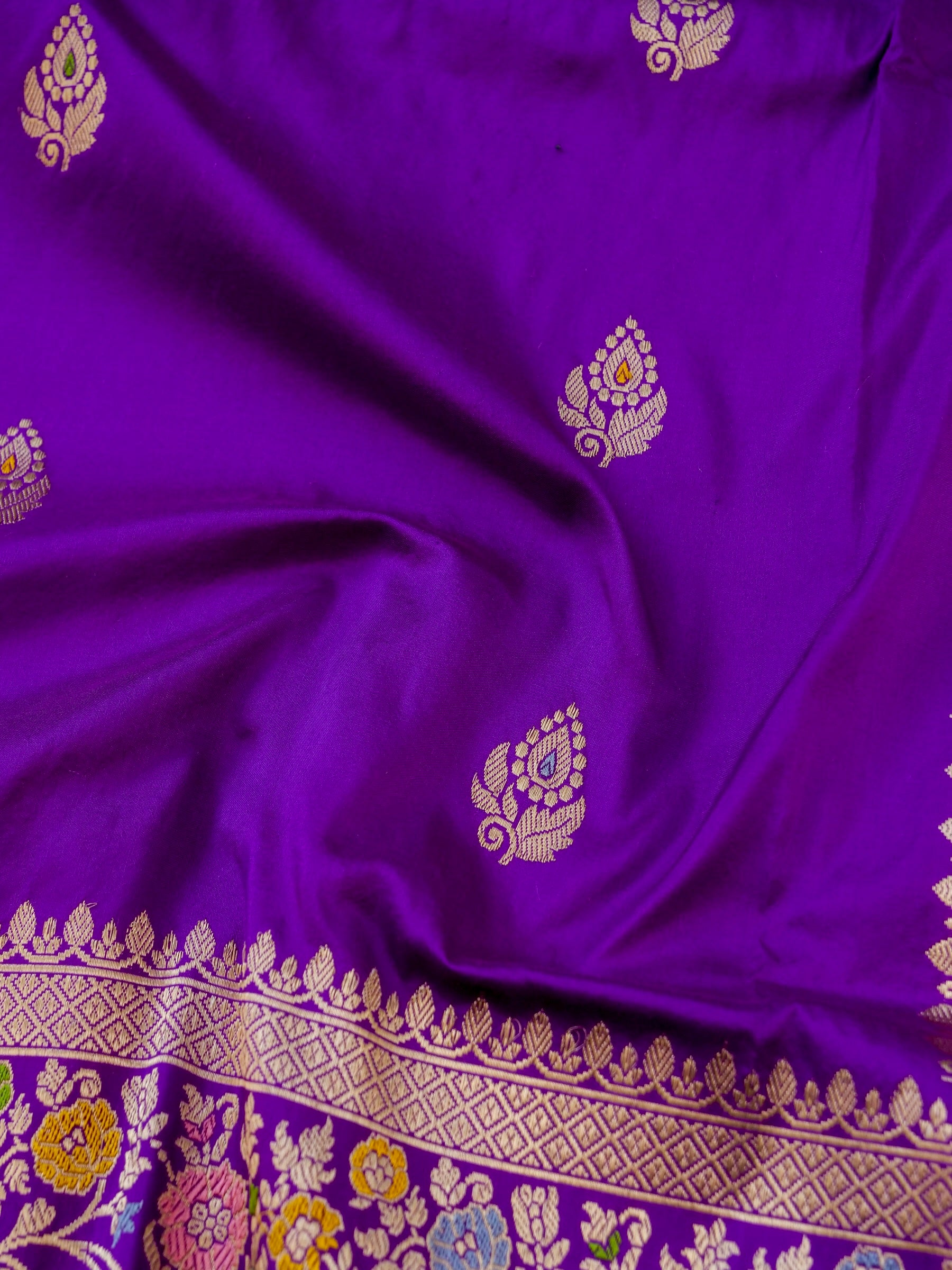 Banarasi Katan Silk Kadwa Meenakari Handloom Saree | Violet - Khinkhwab