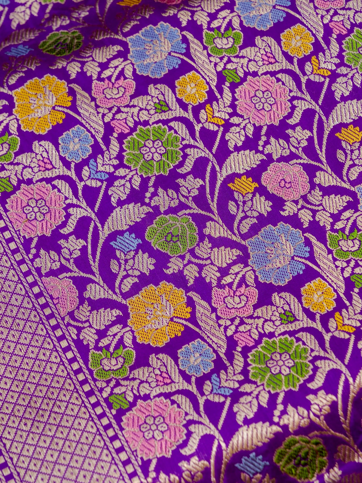 Banarasi Katan Silk Kadwa Meenakari Handloom Saree | Violet - Khinkhwab