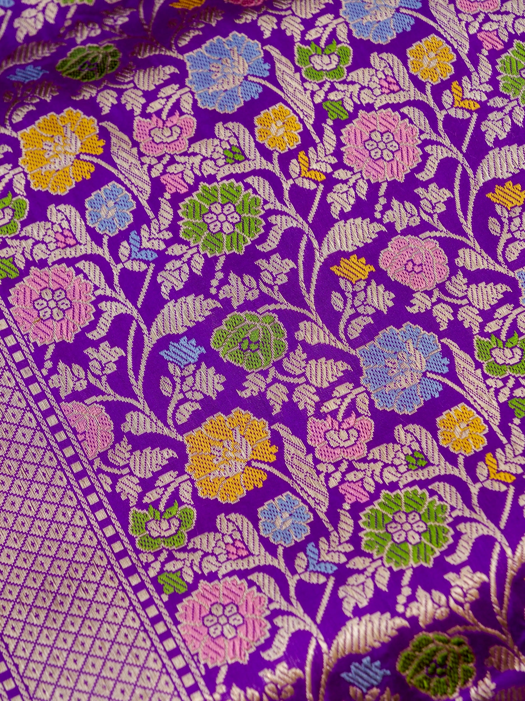 Banarasi Katan Silk Kadwa Meenakari Handloom Saree | Violet - Khinkhwab